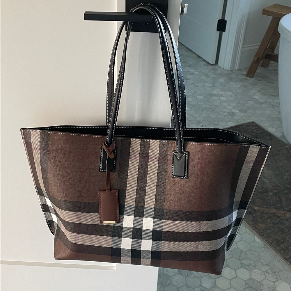 Burberry Medium Check Leather Tote Bag - worn twice, perfect condition